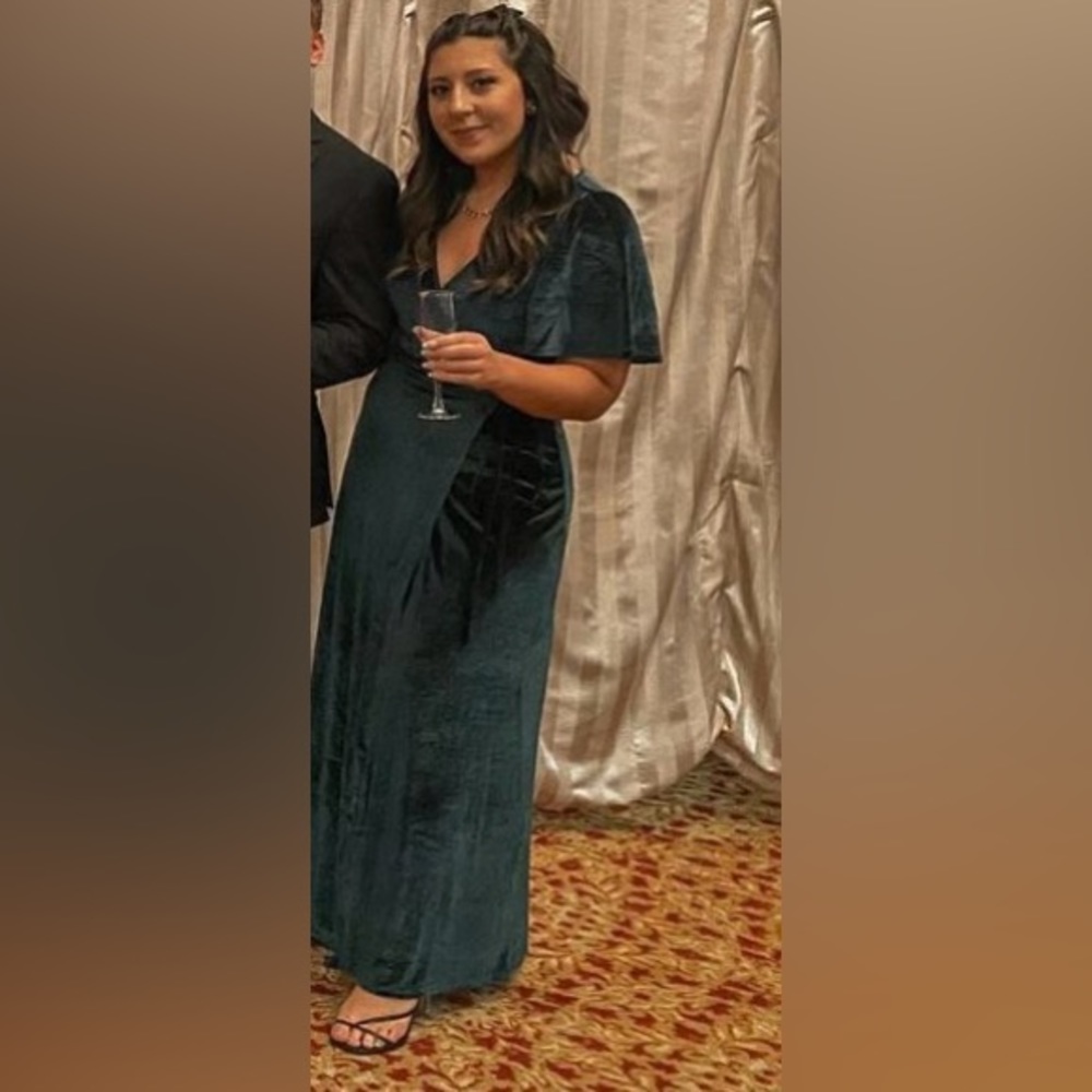Emerald Green Velvet Wrap Dress
